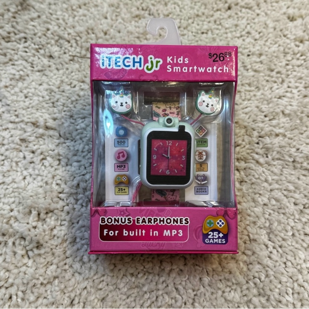 NEW!  iTech Junior Children's Girls Earbuds & Smartwatch Set - Kitty Unicorn